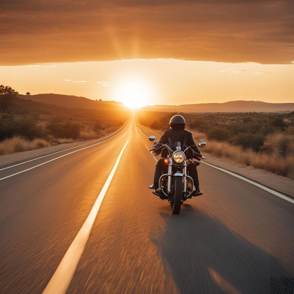 Riding motorcycle in Highway